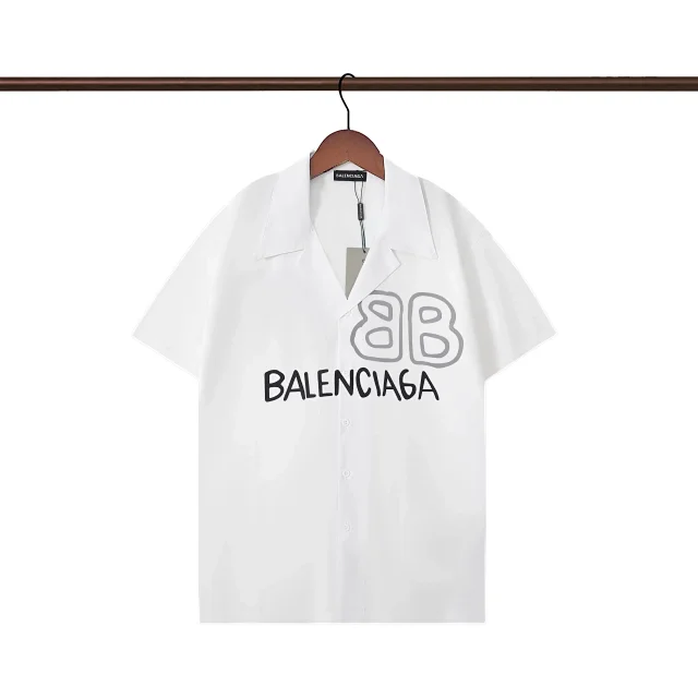 Balenciaga Shirts Short-Sleeve Logo-Print Button-Up Shirt product detail image 26