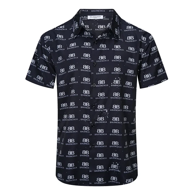 Balenciaga Shirts Short-Sleeve Logo-Print Button-Up Shirt product detail image 30