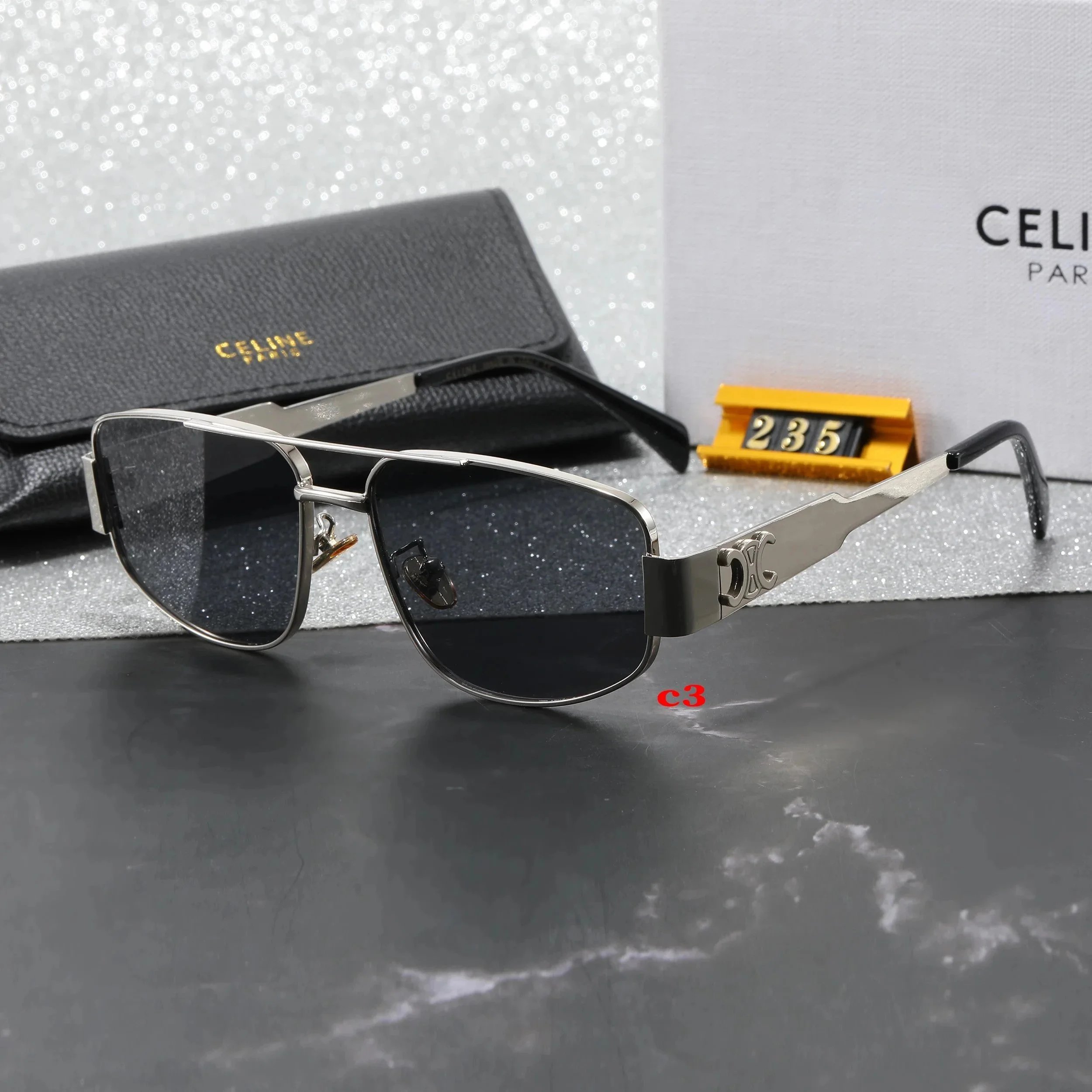 Celine Hexagonal Gold-Frame Green Lens Sunglasses - 14
