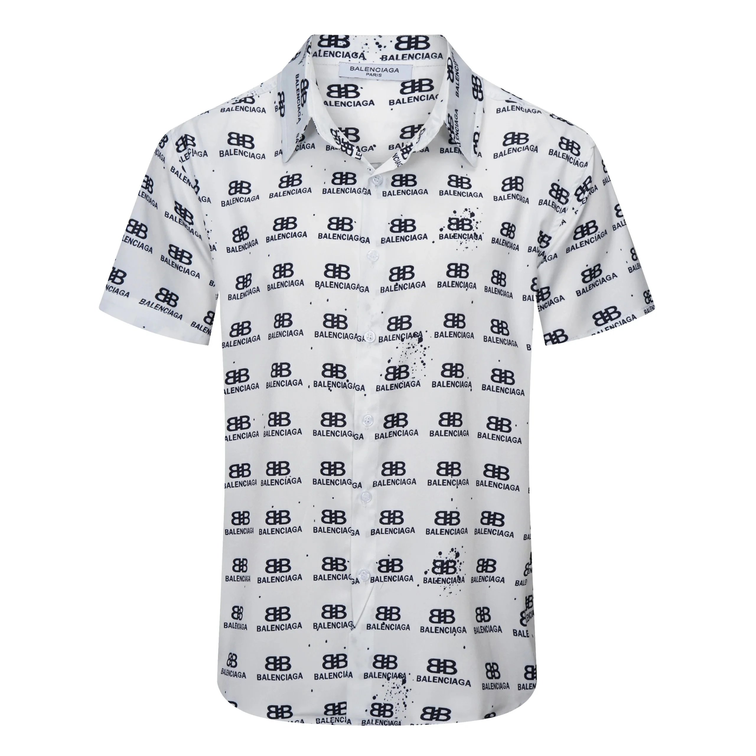 Balenciaga Logo Stripe Short-Sleeve Shirt Black and White - 33
