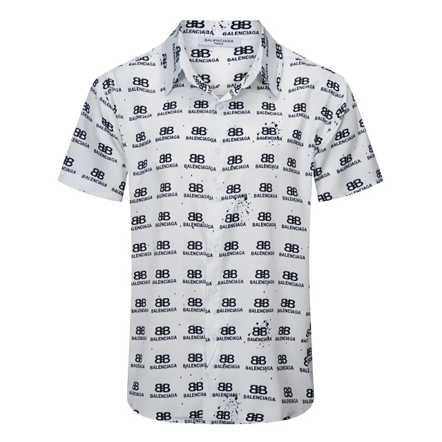 Balenciaga Shirts Short-Sleeve Logo-Print Button-Up Shirt product detail image 31
