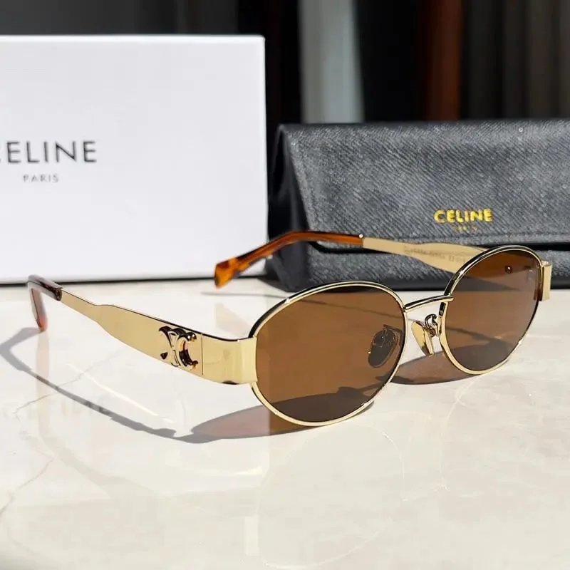 Celine Hexagonal Gold-Frame Green Lens Sunglasses - 22