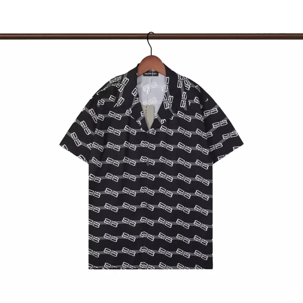 Balenciaga Paperclip Print Short-Sleeve Shirt Black - 1