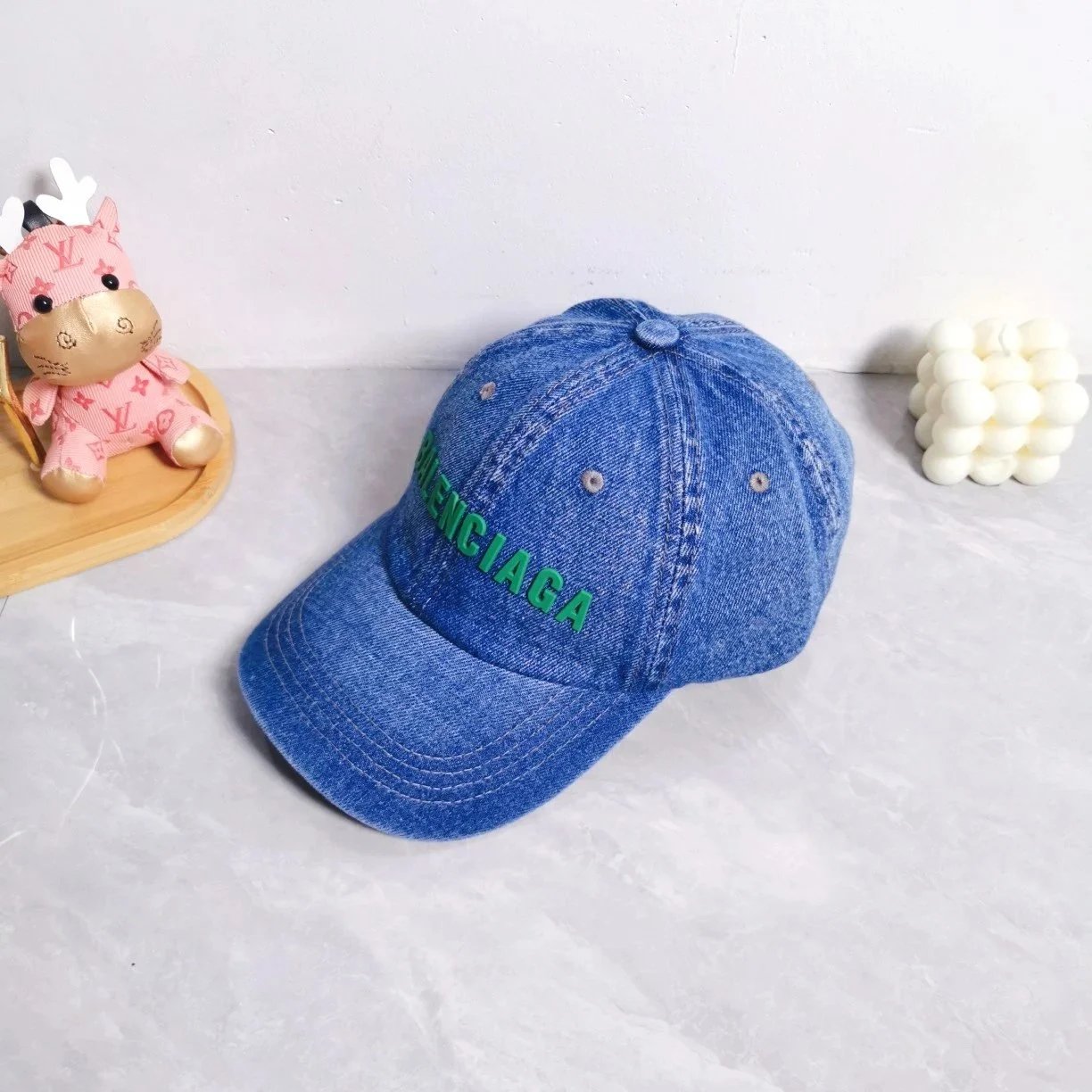 Balenciaga BB Logo Embroidered Monogram Baseball Cap Gray - 24