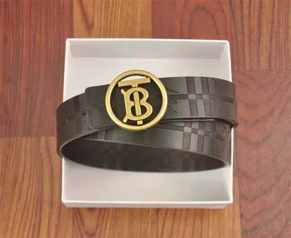 Burberry Monogram Check Belt White / Red Leather Belt - 8