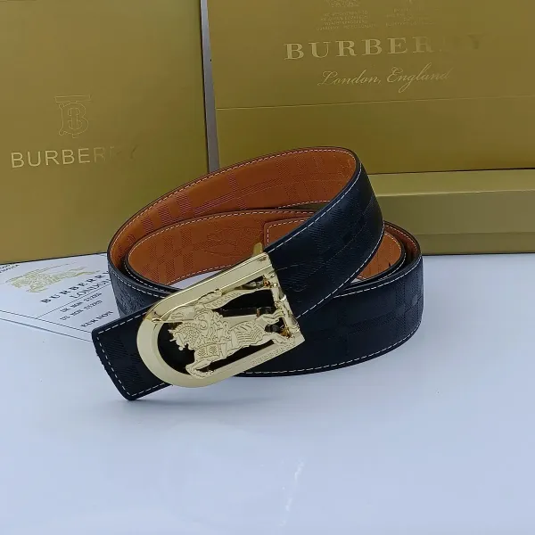 Burberry TB Monogram Check Leather Belt Tan - 12