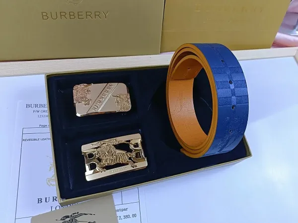 Burberry Reversible Leather Belt with Equestrian Knight Buckle Black/Gold - 17