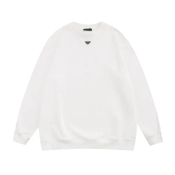 Prada Logo Patch White Crewneck Sweatshirt Sweater - 11