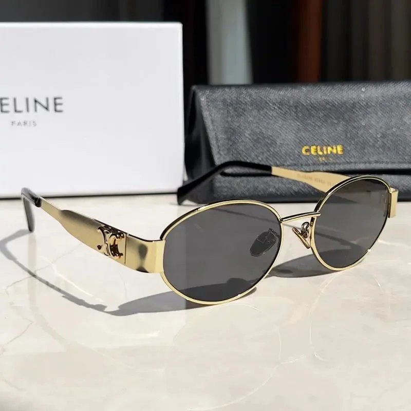Celine Hexagonal Gold-Frame Green Lens Sunglasses - 23