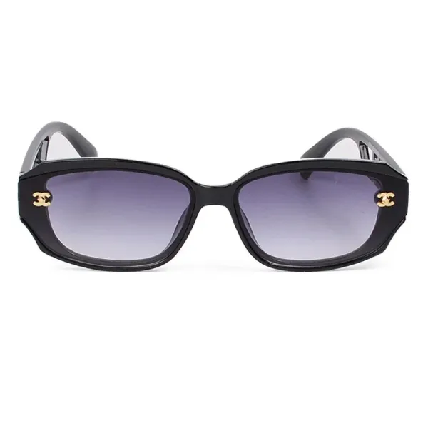 Chanel Square Frame Sunglasses Black with Gold CC Logo - 6