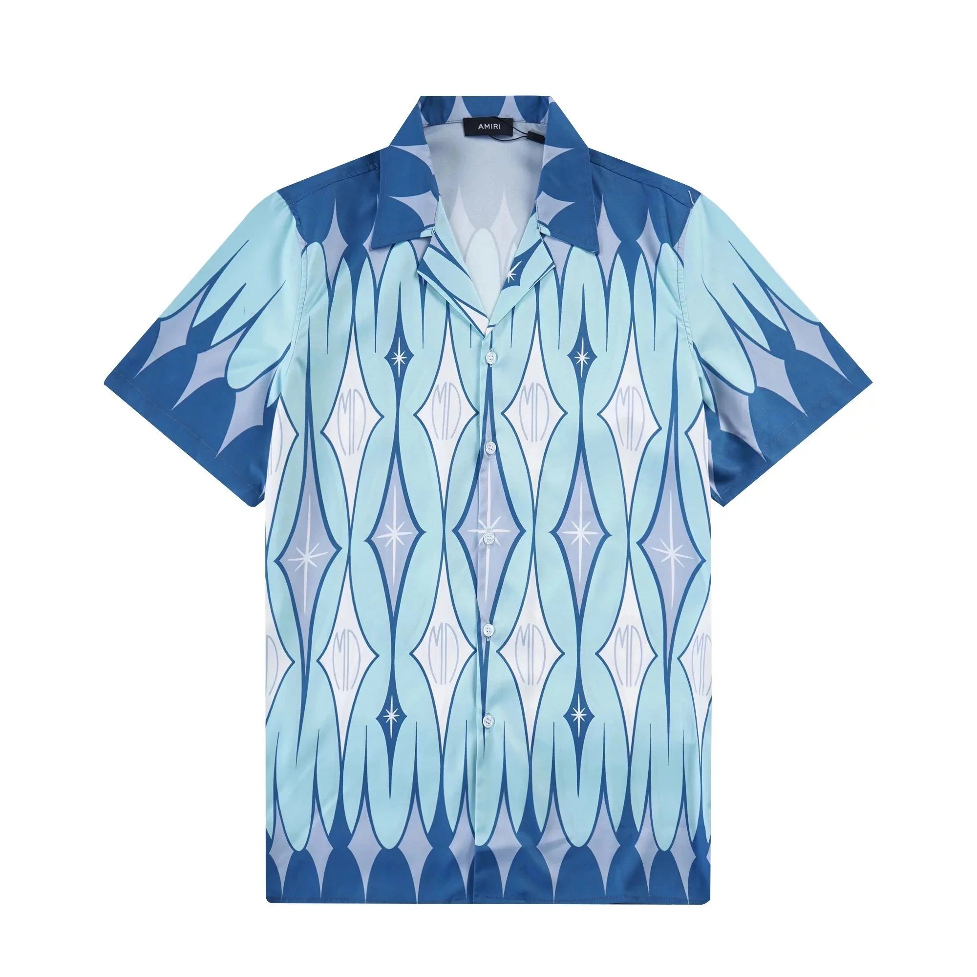 AMI Paris Tie-Dye Logo Print Shorts Navy and White - 31