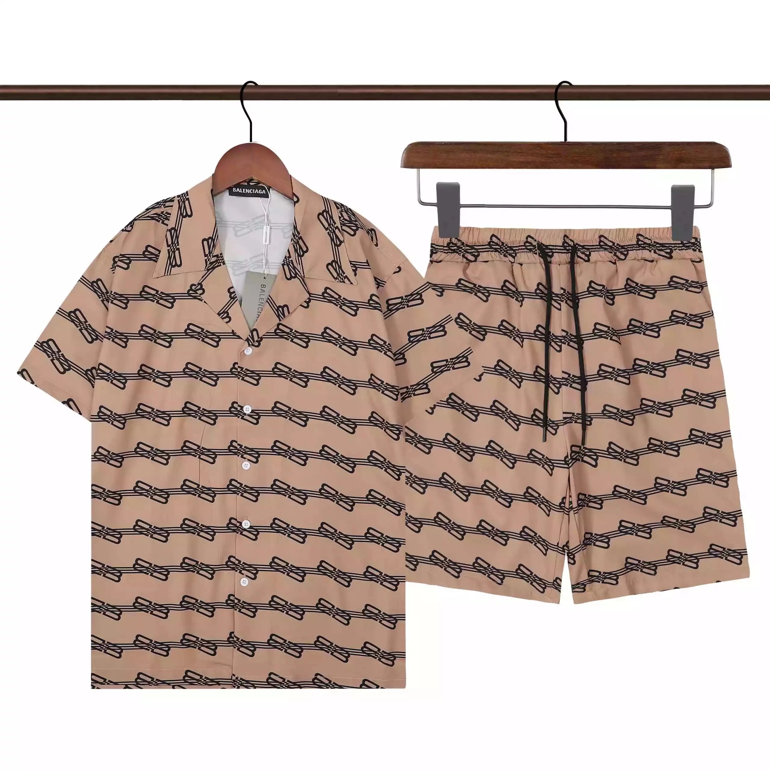 Balenciaga Paperclip Print Short-Sleeve Shirt and Shorts Set White - 16