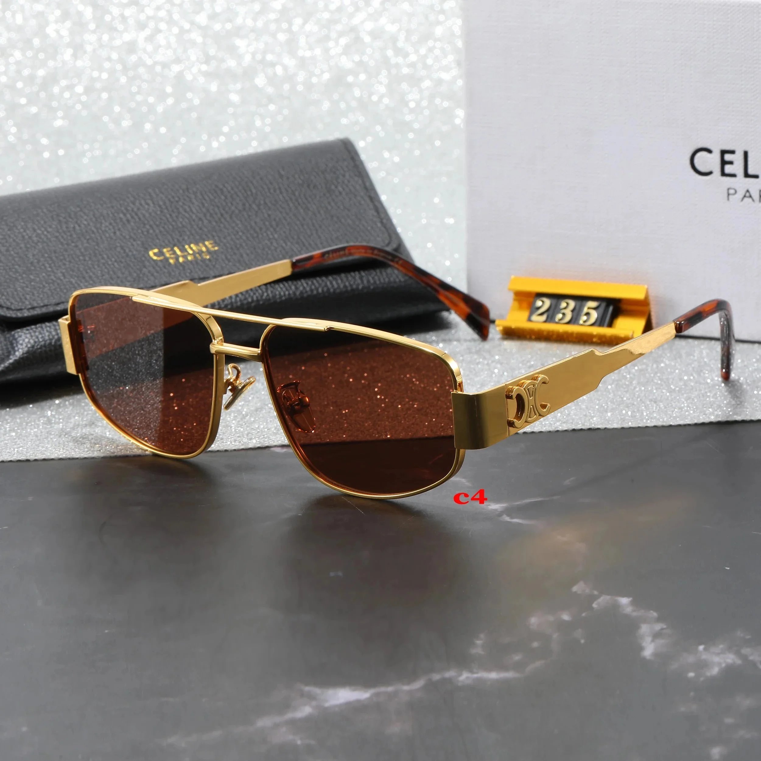 Celine Hexagonal Gold-Frame Green Lens Sunglasses - 3