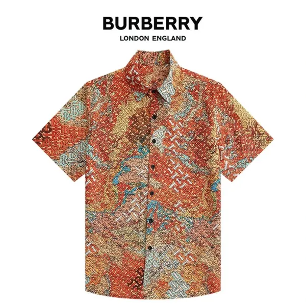 Burberry Check Print Short-Sleeve Shirt Orange Beige Black - 27