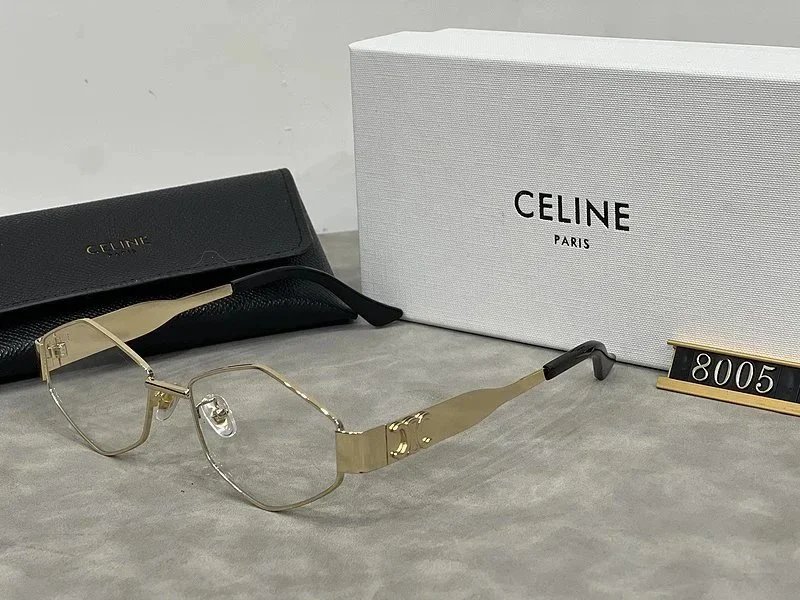 Celine Hexagonal Gold-Frame Green Lens Sunglasses - 25