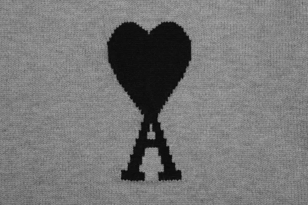 AMI Paris Heart Logo Cardigan Gray - 8