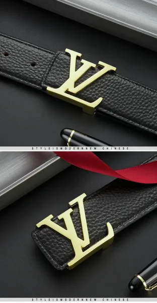 Louis Vuitton Reversible Belt Olive Green and Navy Leather Belt - 4