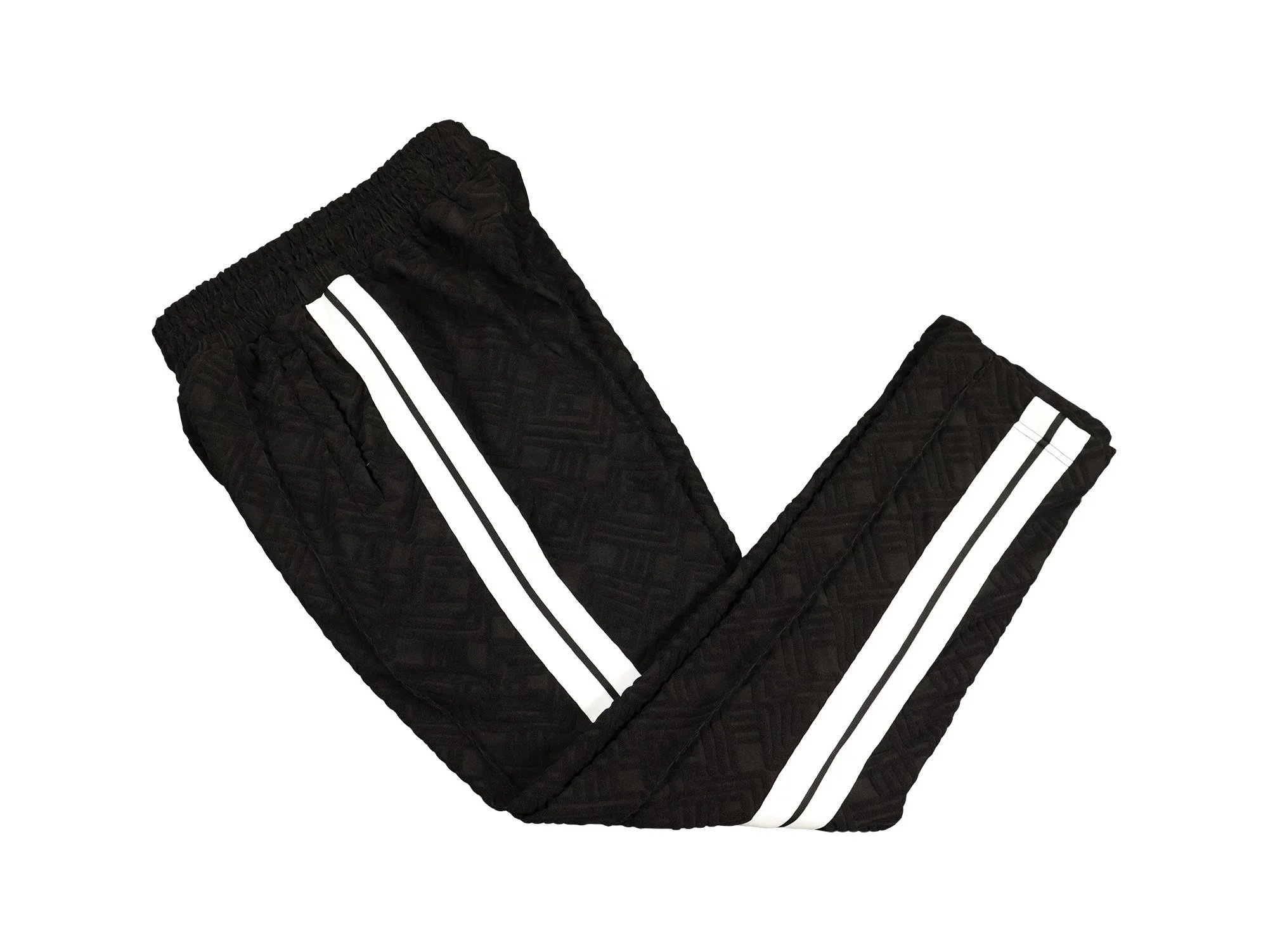 Palm Angels Track Pants Black with White Side Stripes and Gold Embroidery - 22