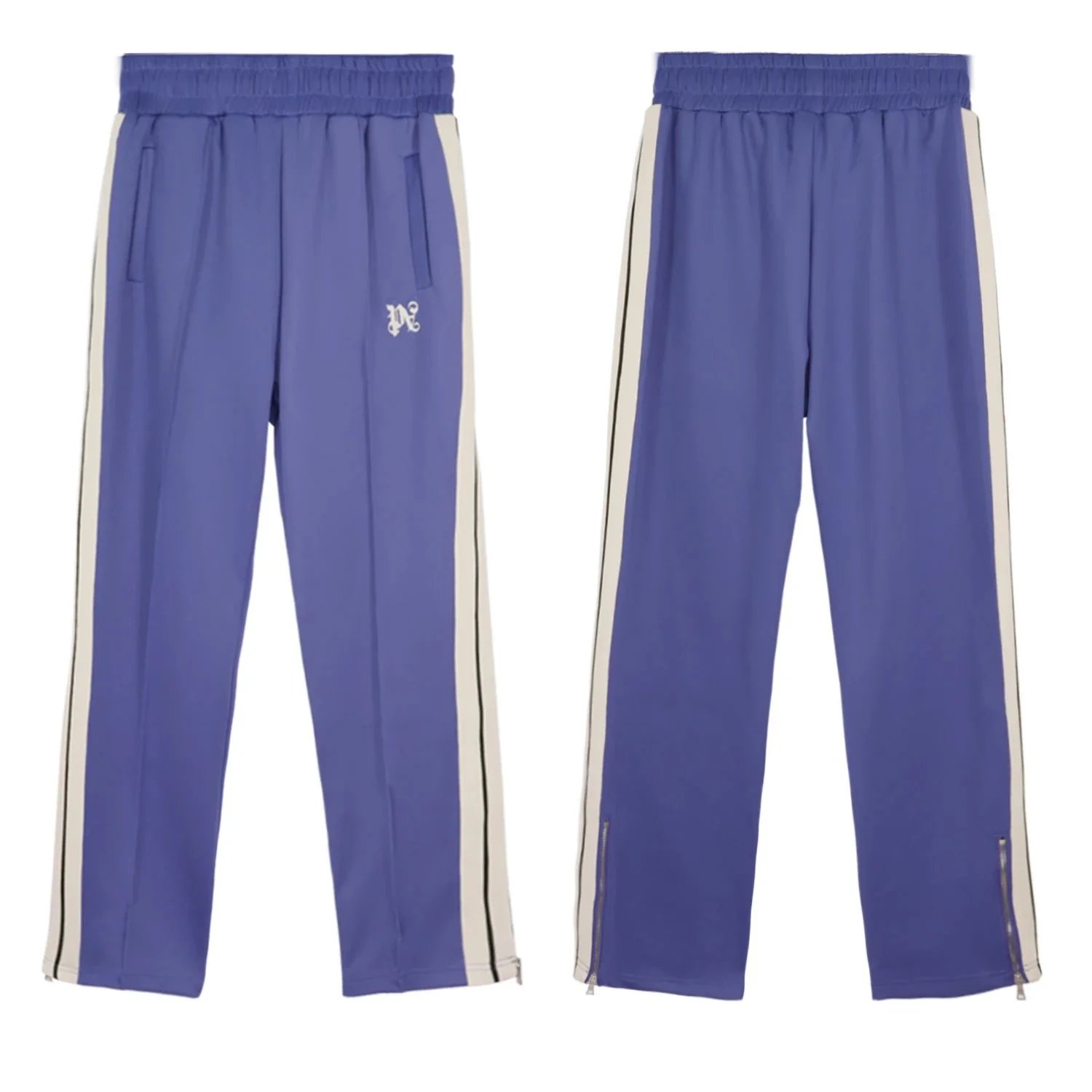 Palm Angels Track Pants Black with White Side Stripes and Gold Embroidery - 27