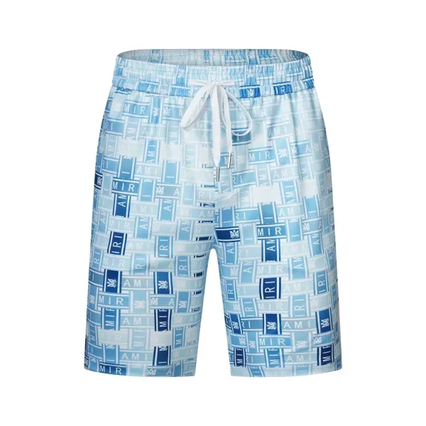 AMI Paris Logo Print Swim Shorts Blue Multicolor - 8