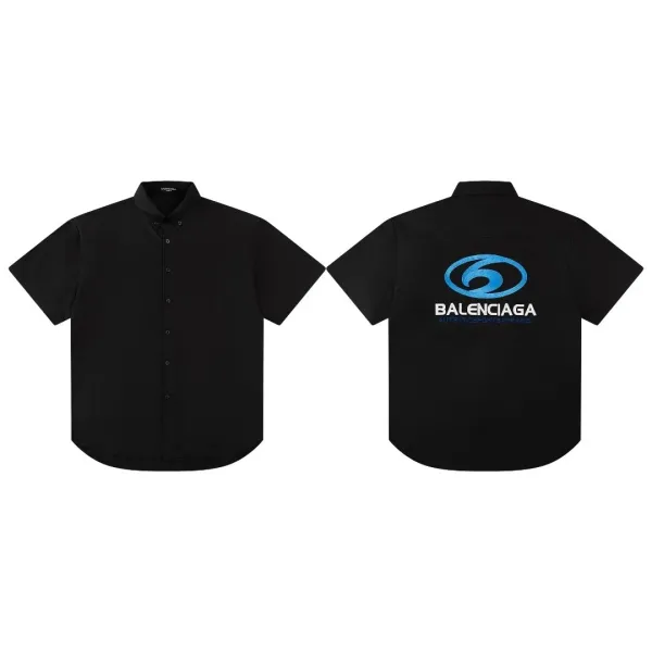 Balenciaga Logo Stripe Short-Sleeve Shirt Black and White - 15