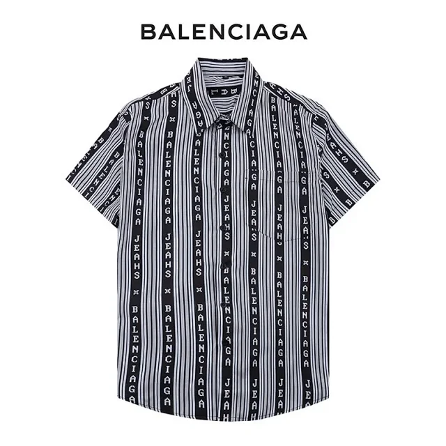 Balenciaga Shirts Short-Sleeve Logo-Print Button-Up Shirt product detail image 17
