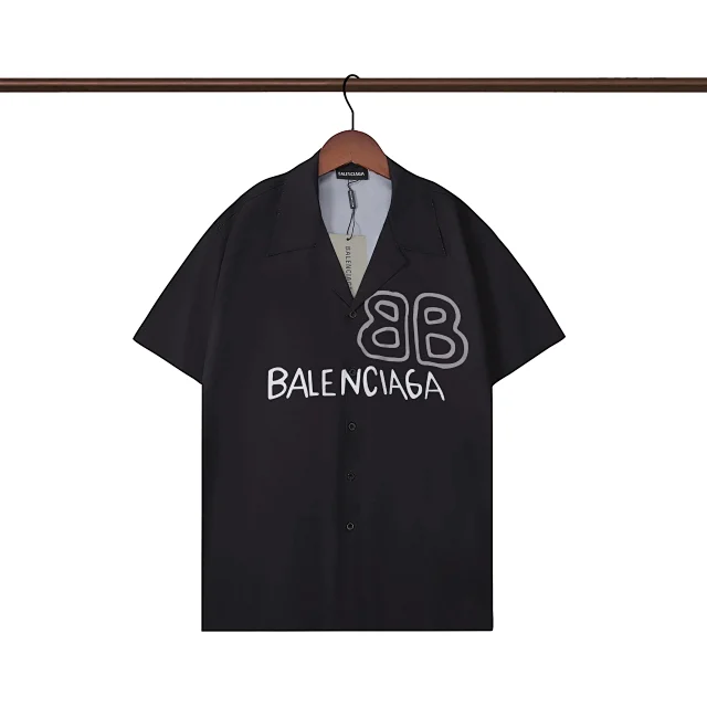 Balenciaga Shirts Short-Sleeve Logo-Print Button-Up Shirt product detail image 27