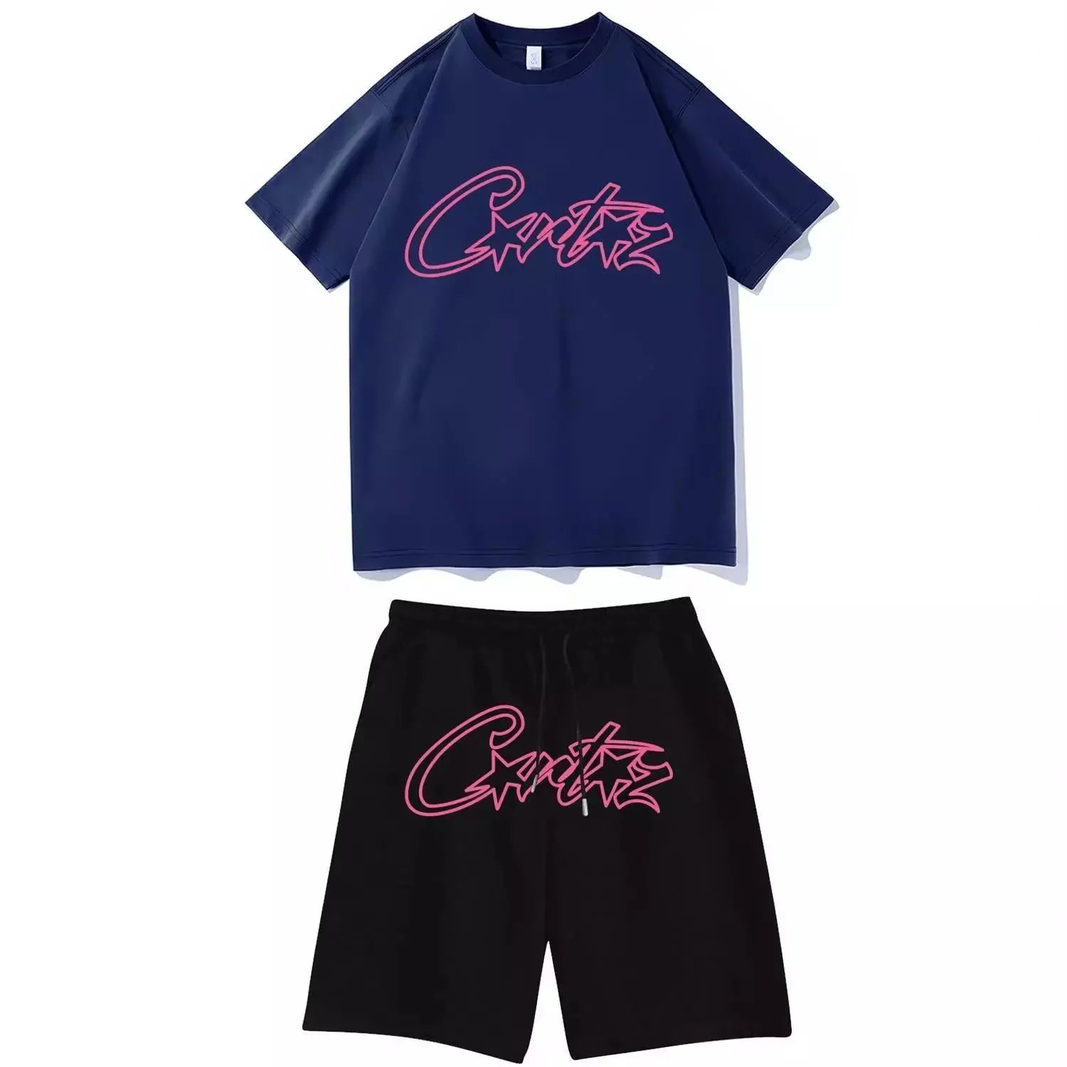 Off-White x Unknown Collaboration Crumpled Foil Oval Print T-Shirt and Shorts Set White/Black - 13