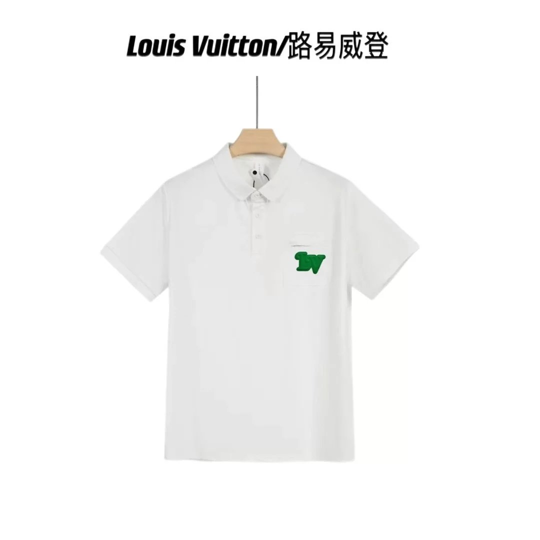 Louis Vuitton LV Monogram Embroidered White Polo Shirt Tops Polo - 19