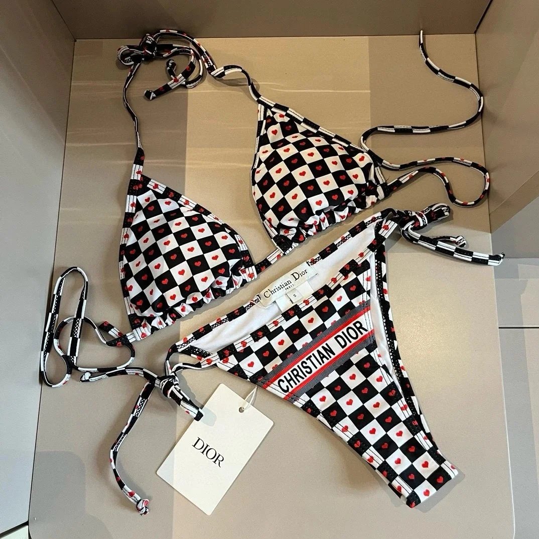 Dior Oblique Print Bralette and Brief Set Beige White Underwear - 5