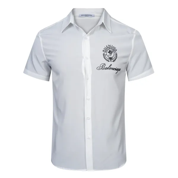 Balenciaga Logo Stripe Short-Sleeve Shirt Black and White - 35