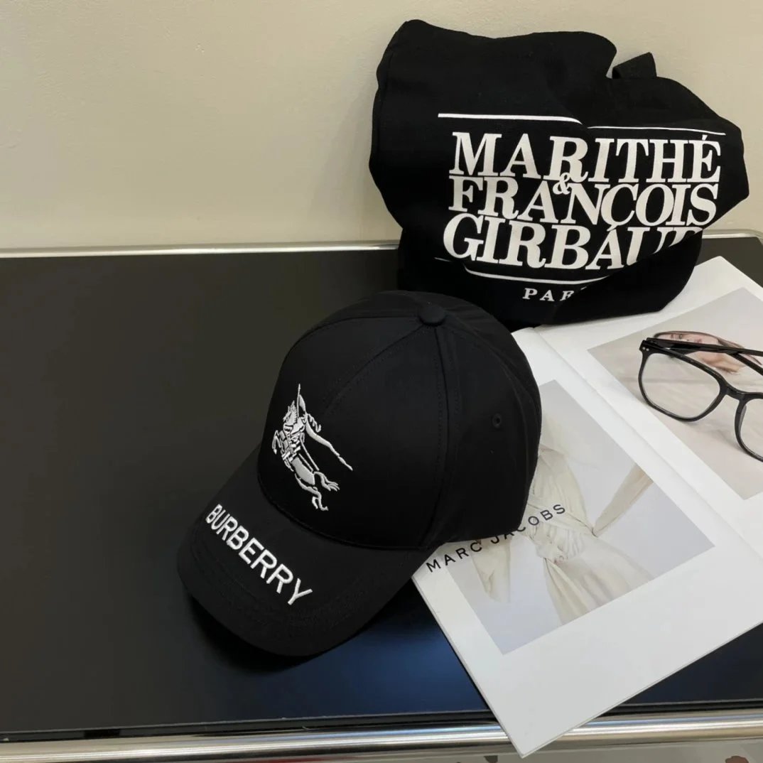 Burberry Logo Embroidery Baseball Cap Black - 2