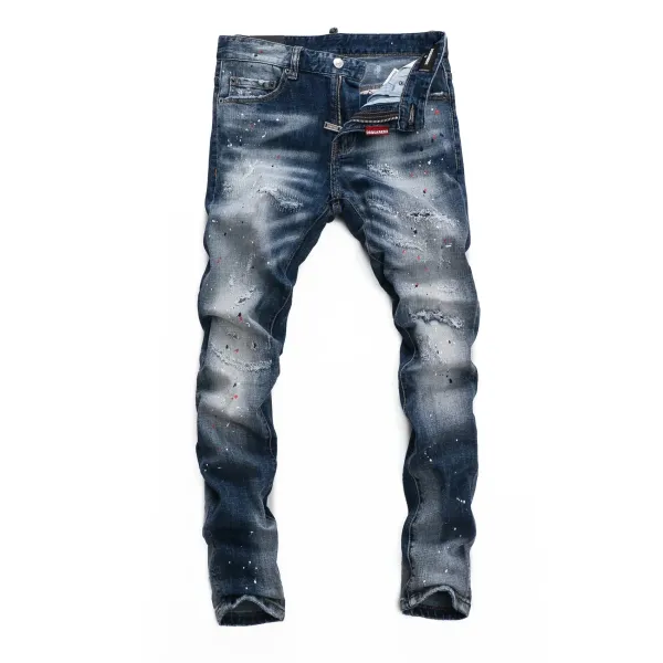 Dsquared2 Distressed Gray Paint-Splatter Slim Fit Jeans - 15