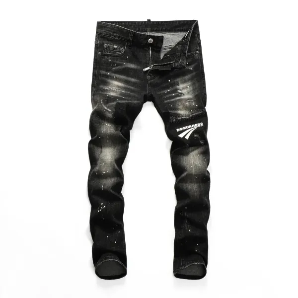 Dsquared2 Distressed Gray Paint-Splatter Slim Fit Jeans - 20