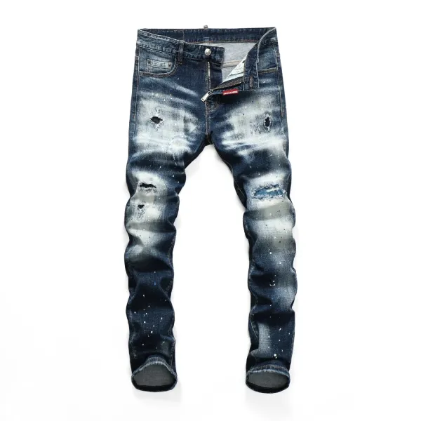 Dsquared2 Distressed Gray Paint-Splatter Slim Fit Jeans - 26