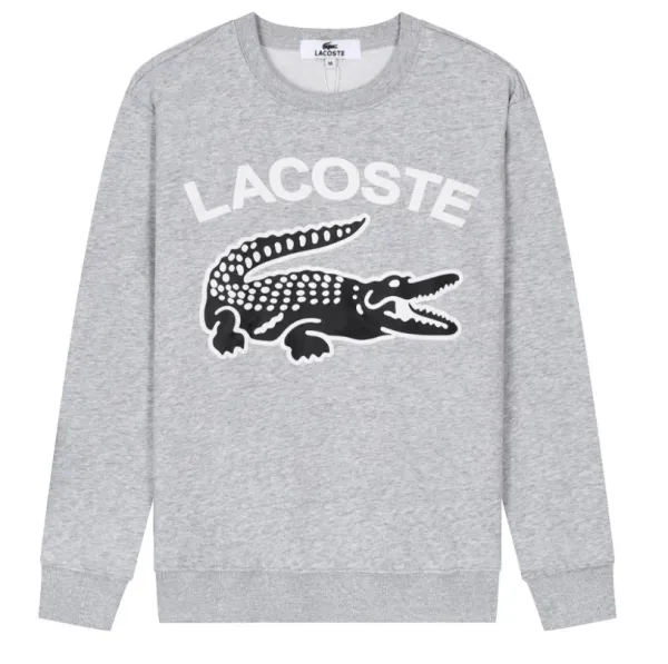 Lacoste Crocodile Logo Graphic Sweatshirt Gray Hoodie - 6