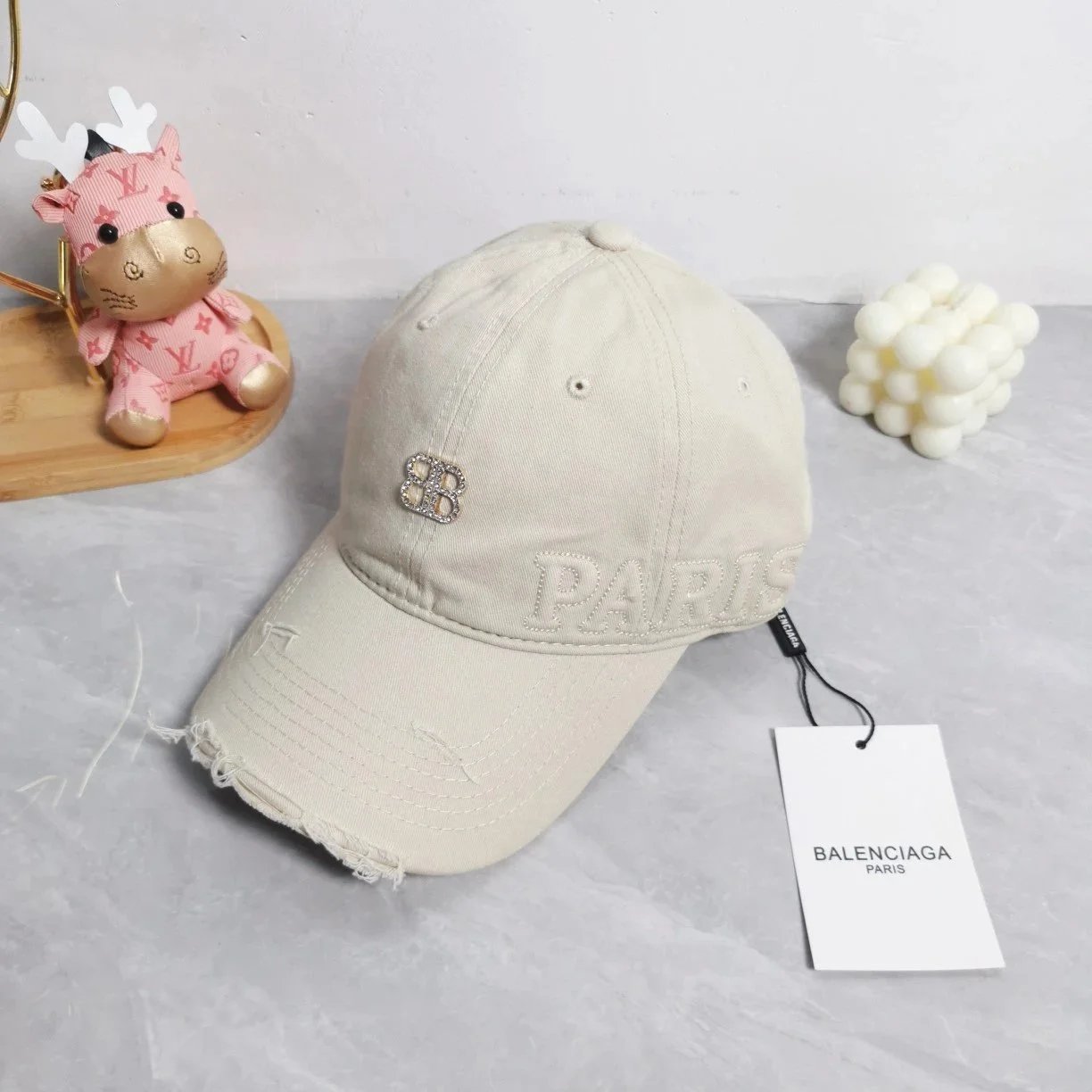 Balenciaga BB Logo Embroidered Monogram Baseball Cap Gray - 17