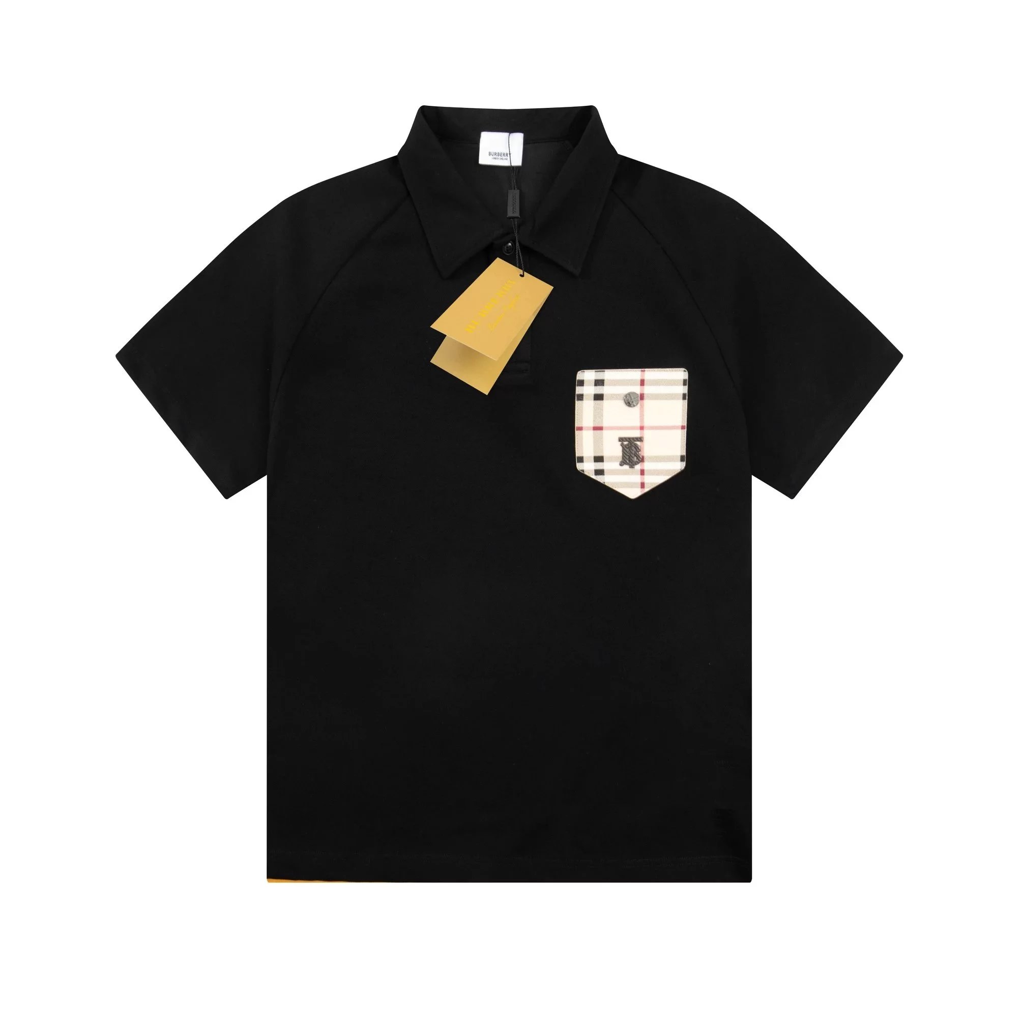 Burberry Leather-Patch Polo Black Polo Shirt - 10