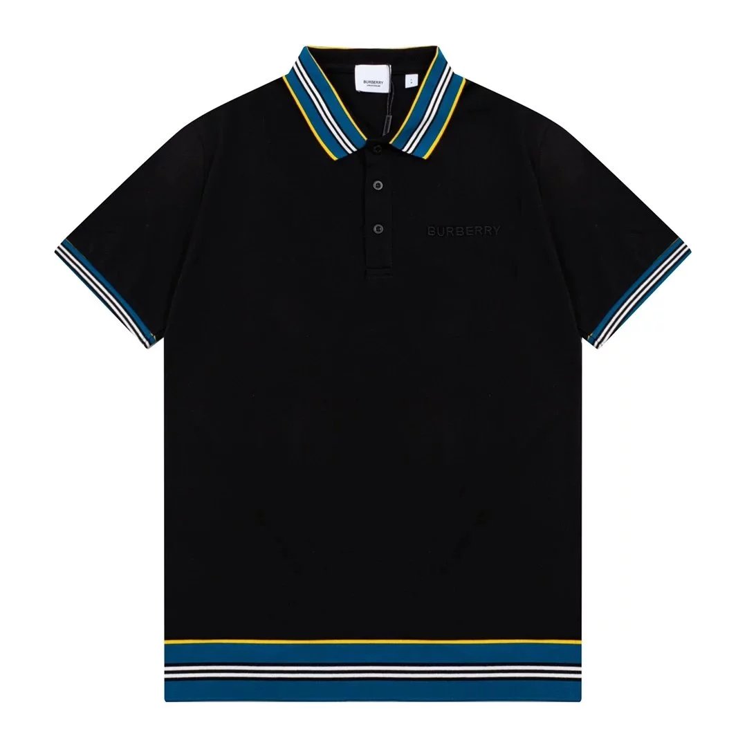 Burberry Leather-Patch Polo Black Polo Shirt - 18
