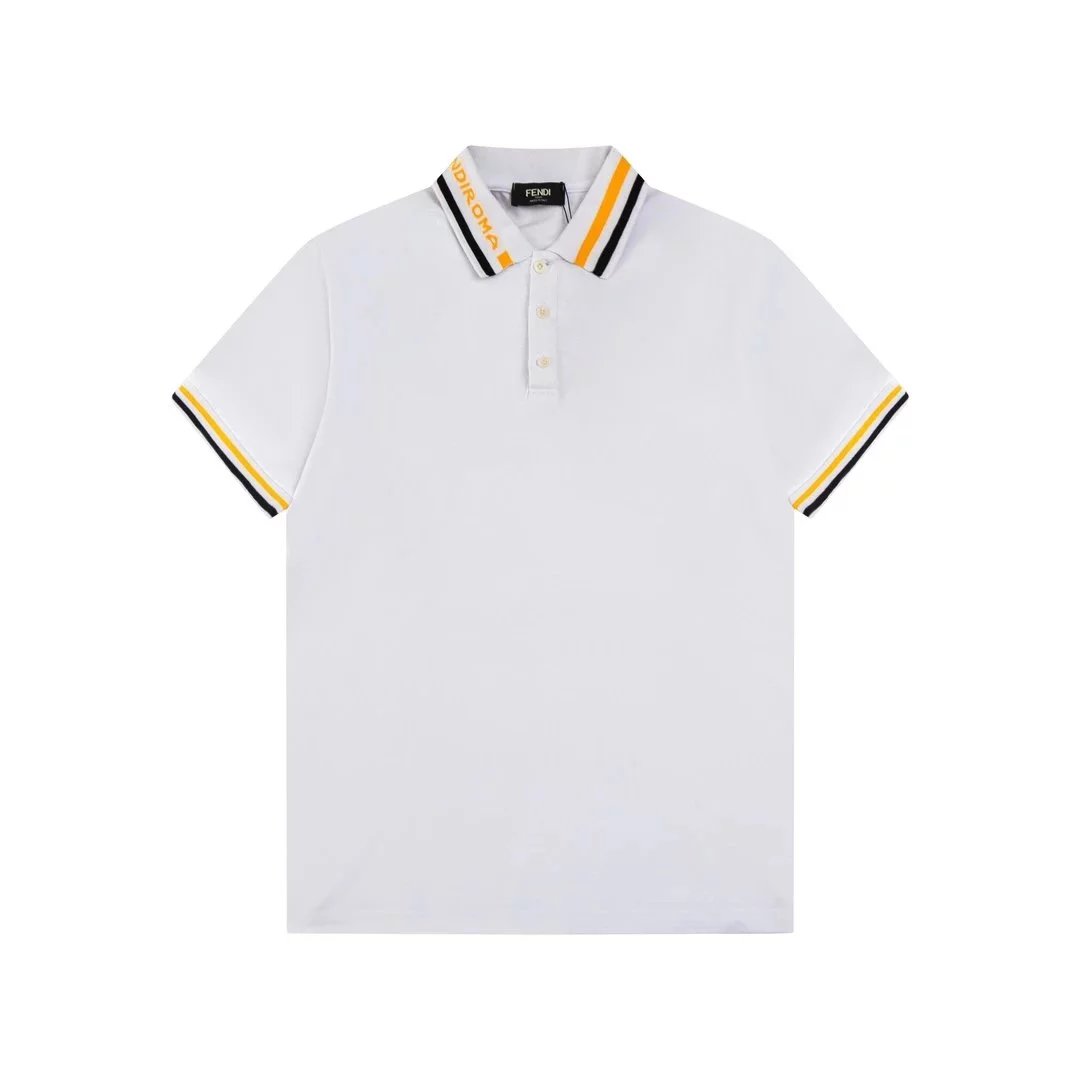 Fendi Diroma Polo Black with Yellow and Gray Trim Polo Shirt - 7