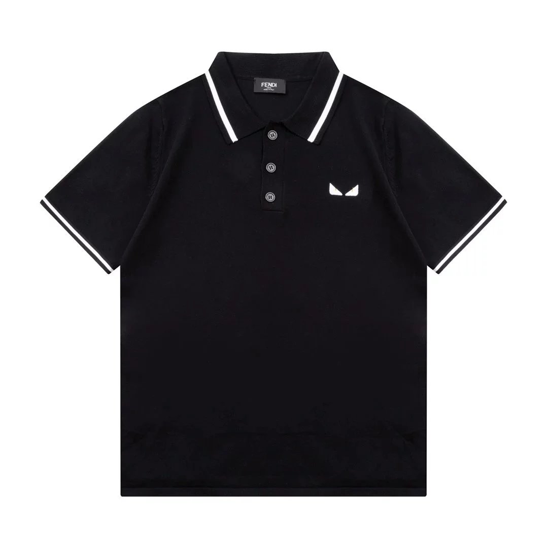 Fendi Diroma Polo Black with Yellow and Gray Trim Polo Shirt - 5