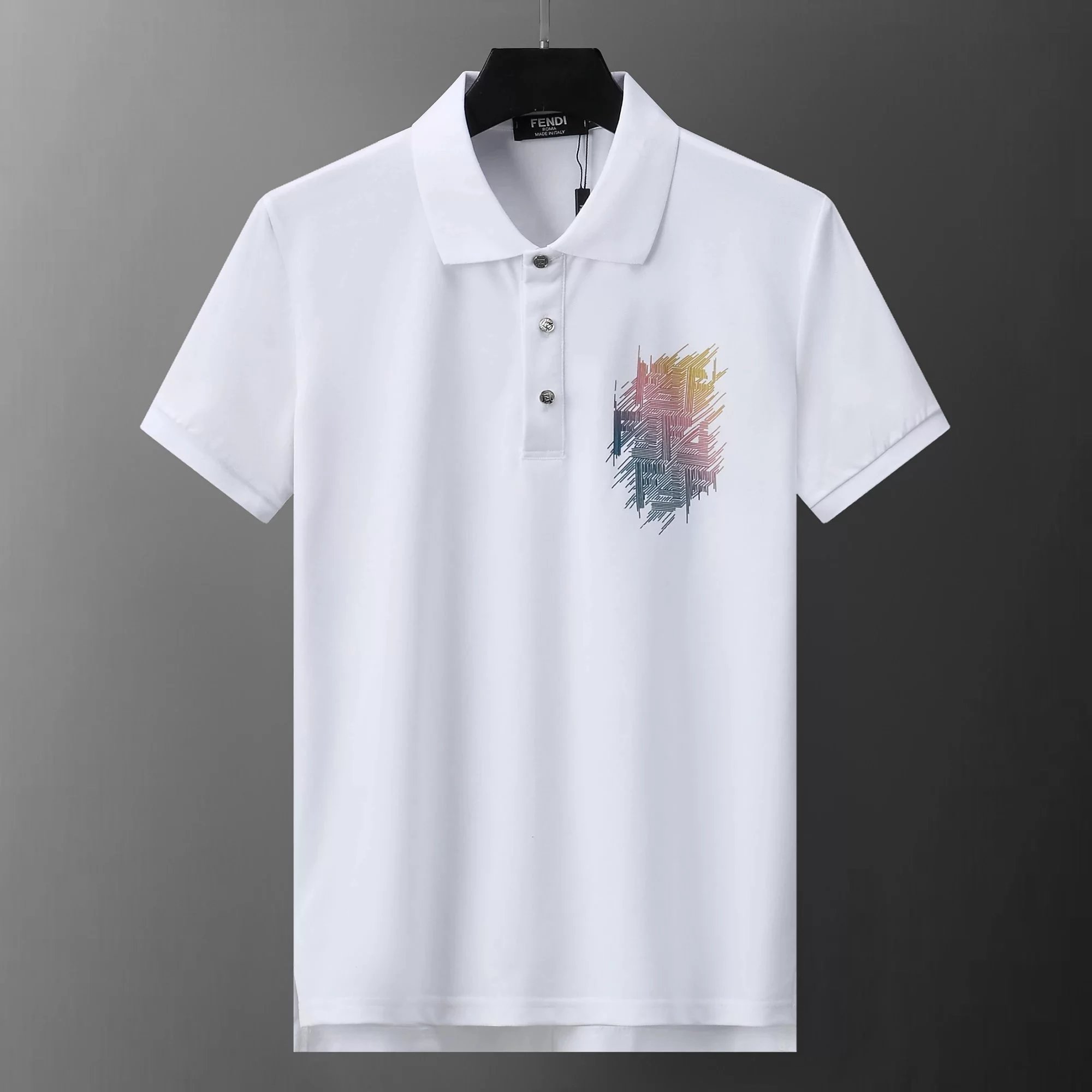 Fendi Diroma Polo Black with Yellow and Gray Trim Polo Shirt - 12