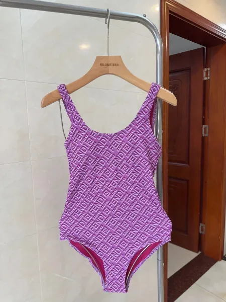 Fendi Logo-Print One-Piece Swimsuit Brown - 21