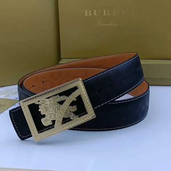 Burberry TB Monogram Check Leather Belt Tan - 3
