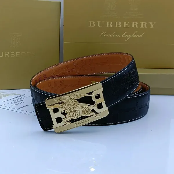 Burberry TB Monogram Check Leather Belt Tan - 10