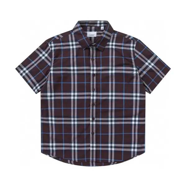 Burberry Check Print Short-Sleeve Shirt Orange Beige Black - 25