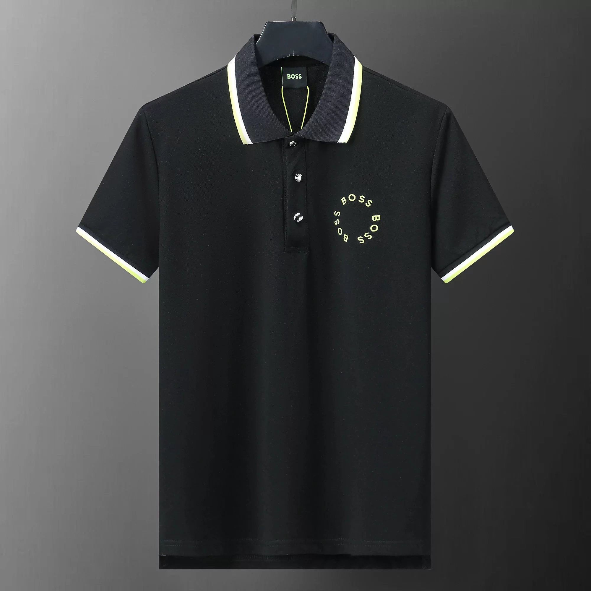 Hugo Boss Logo Polo Black with Yellow Trim Polo - 32