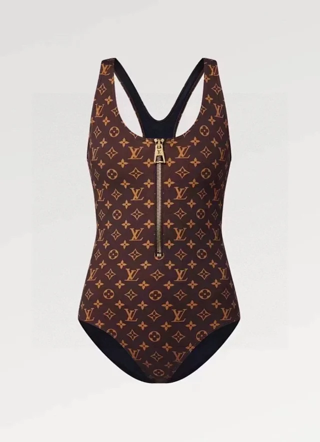 Louis Vuitton Swimwear Monogram Print Triangle Bikini Set product detail image 44