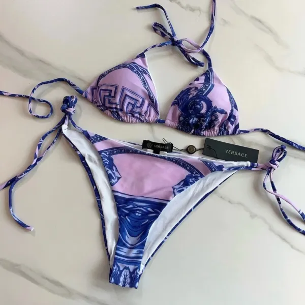 Versace Medusa Urn Print Long-Sleeve Bodysuit Lilac - 16