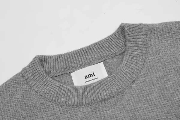 AMI Paris Heart Logo Cardigan Gray - 6